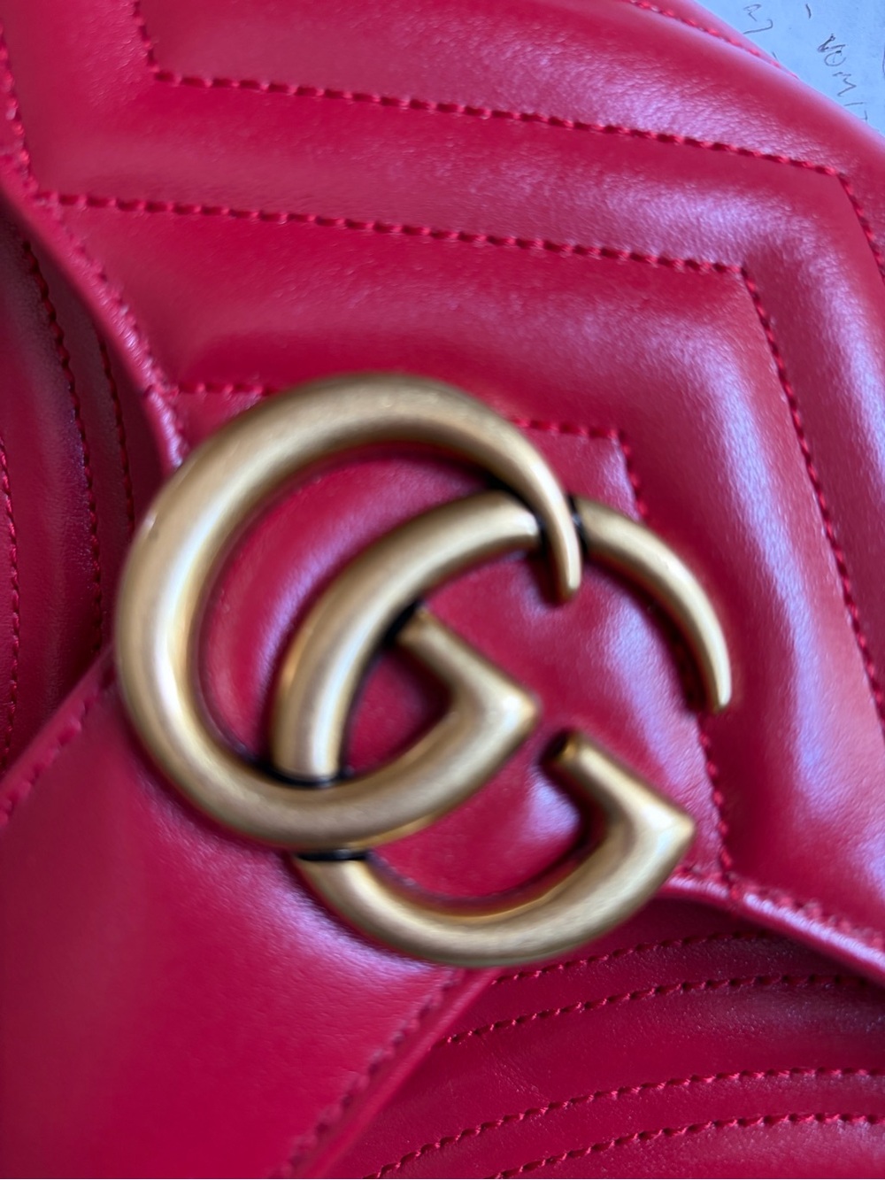 Gucci Red Quilted Shoulder Bag with Gold Double G Hardware